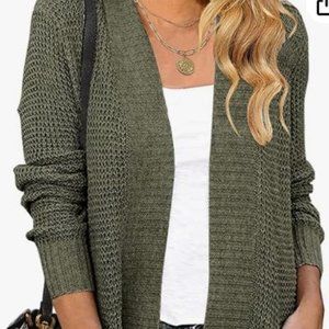 Cardigans Sweater Open Front Waffle Long Sleeve Cable Knit Sweaters